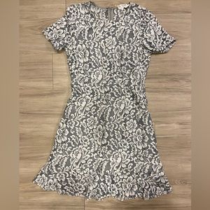 Floral Peace Love California mixed media sheath dress